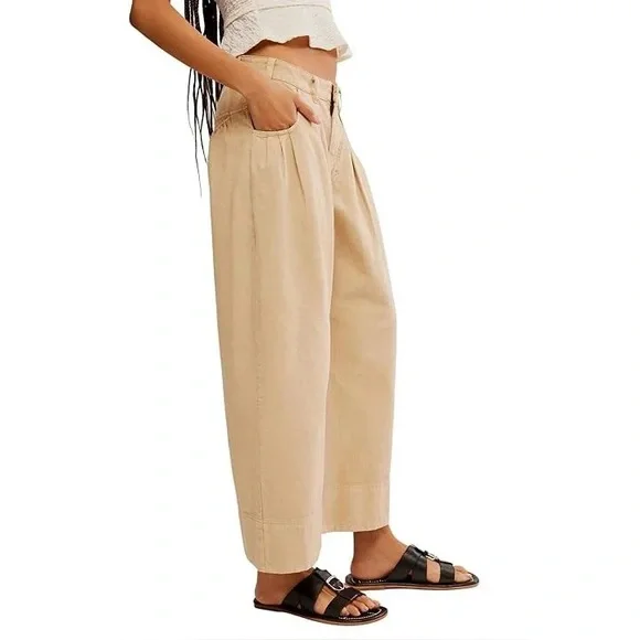 FREE PEOPLE Sweet Talk Chino Pants in Croissant Tan Size 6 - Picture 4 of 12